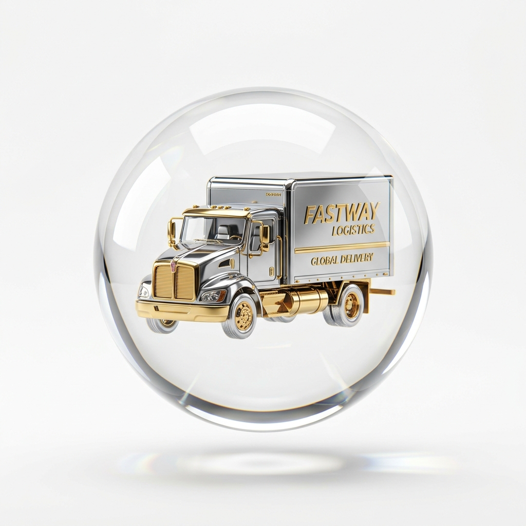 Transportwagen 3D-Glas-Symbol